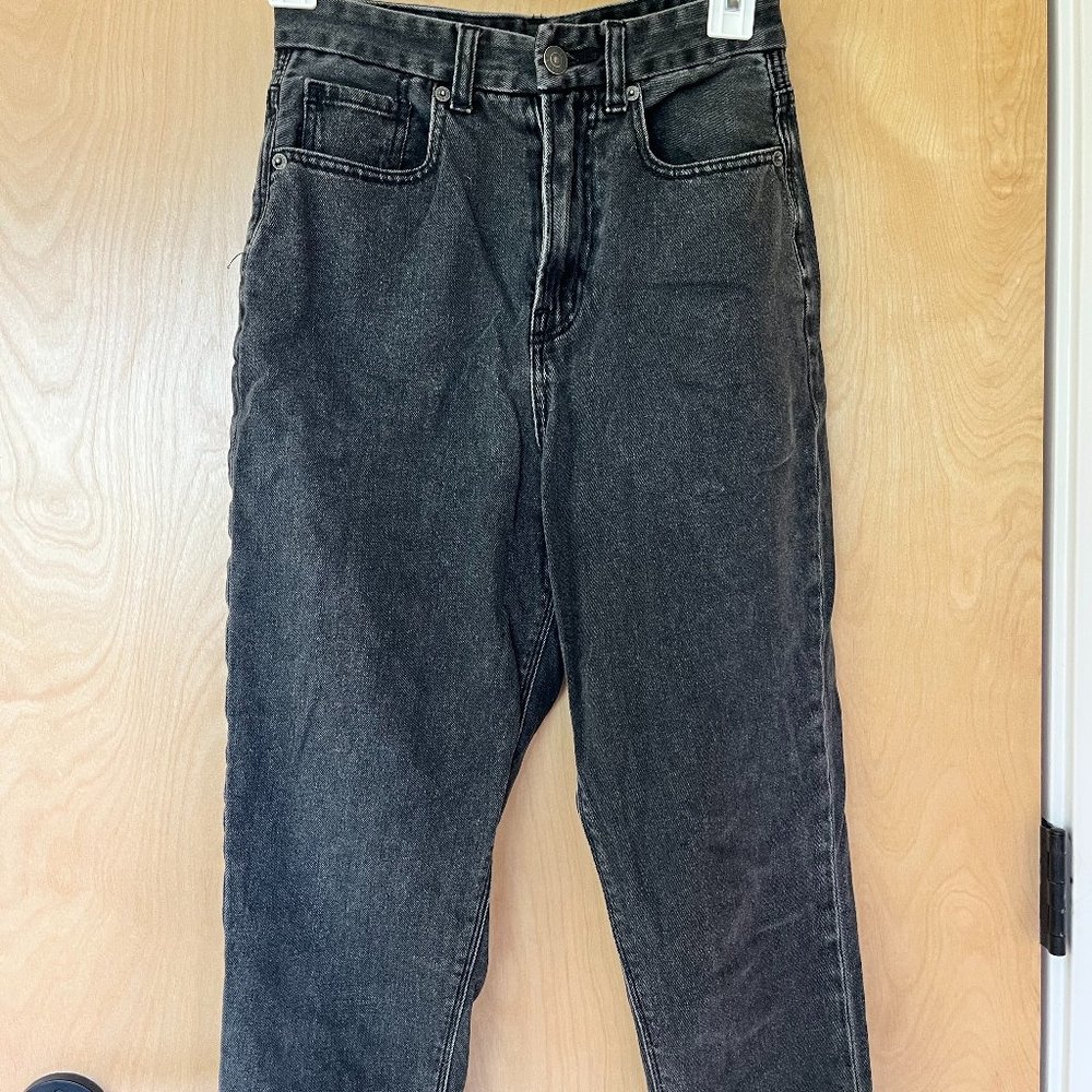 American Eagle High Rise Mom Jeans Charcoal Black 00 xshort